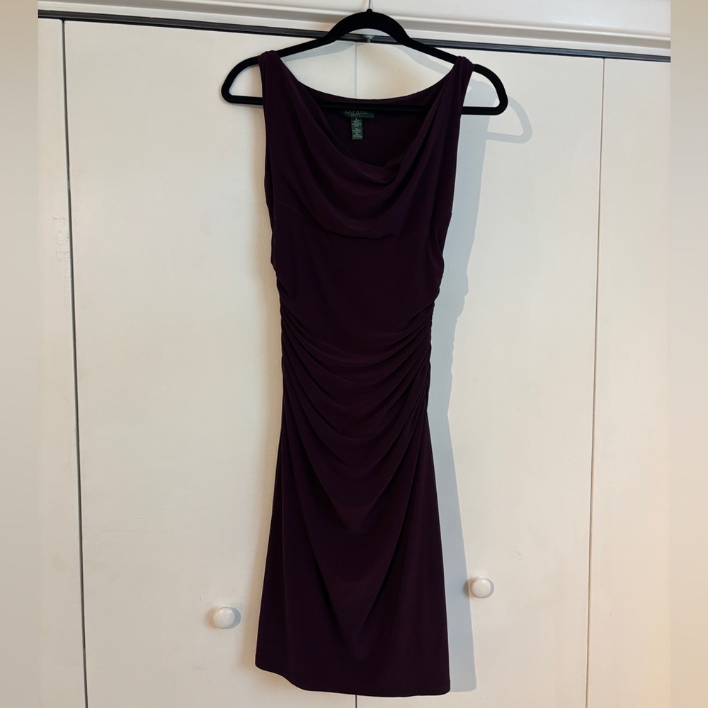 Ralph Lauren Sheath Midi Dress Cowl Neck Sleeveless